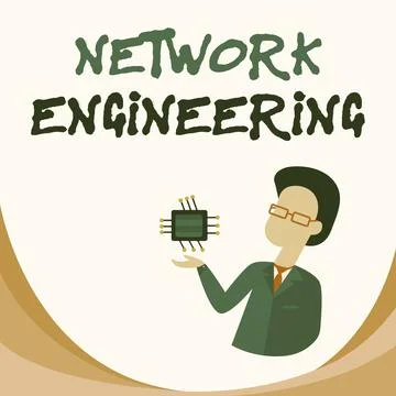 Text sign showing Network Engineering. Business concept field concerned with 스톡 일러스트