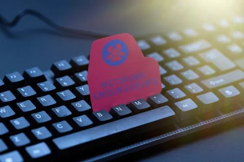 Text sign showing Network Engineering. Word Written on professional who has the Stock Photos