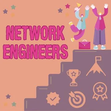 Text sign showing Network EngineersTechnology professional Skilled in computer Illustrazione stock
