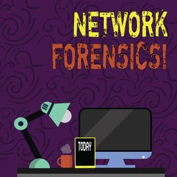 Text sign showing Network Forensics. Conceptual photo monitoring and analysis of Illustrazione stock