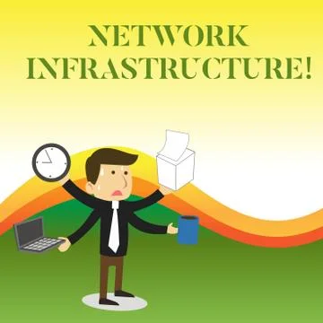 Text sign showing Network Infrastructure. Conceptual photo Hardware and Software イラスト素材