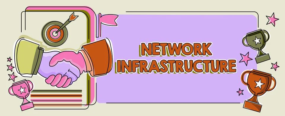 Text sign showing Network Infrastructure. Concept meaning Hardware and Software イラスト素材