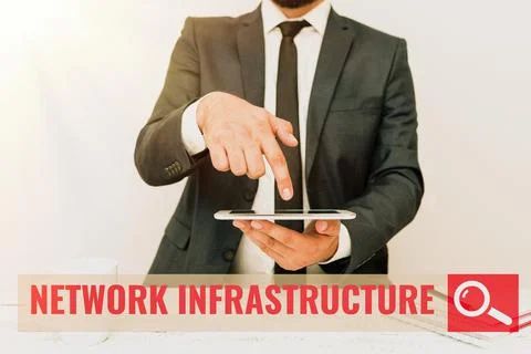 Text sign showing Network Infrastructure. Business showcase Hardware and Stock Photos