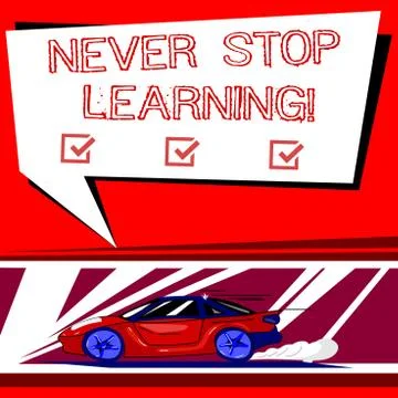 Text sign showing Never Stop Learning. Conceptual photo advising someone to get Stock Illustration