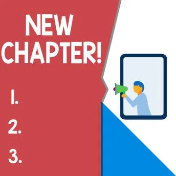 Text sign showing New Chapter. Conceptual photo Starting ultimately something Stock Illustration