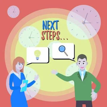 Text sign showing Next Steps . Conceptual photo numper of process going to be Stock Illustration