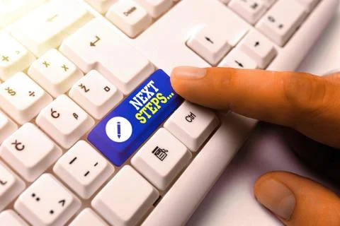 Text sign showing Next Steps. Conceptual photo something you do after you have Stock Photos