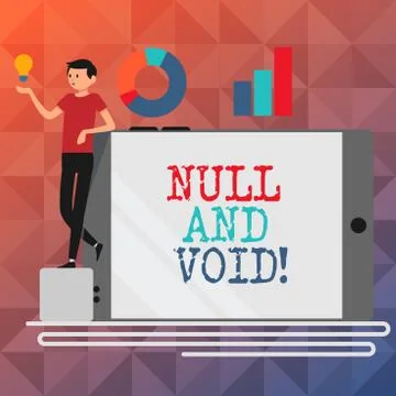 Text sign showing Null And Void. Conceptual photo Cancel a contract Having no Stock Illustration