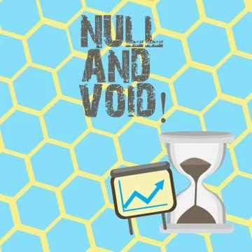 Text sign showing Null And Void. Conceptual photo Cancel a contract Having no Stock-Illustration