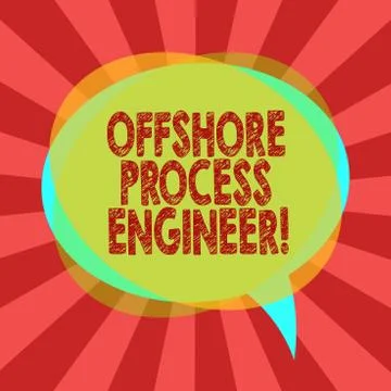 Text sign showing Offshore Process Engineer. Conceptual photo Responsible for Illustrazione stock