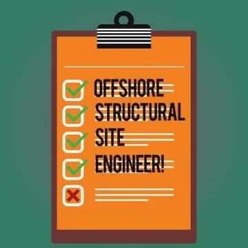 Text sign showing Offshore Structural Site Engineer. Conceptual photo Oil and Stock Illustration