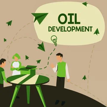 Text sign showing Oil Development. Business overview act or process of exploring Stock Illustration