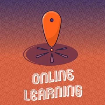 Text sign showing Online Learning. Conceptual photo Larning with the assistance Illustrazione stock