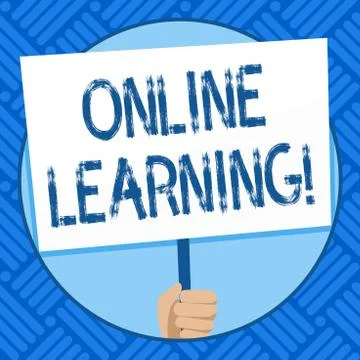 Text sign showing Online Learning. Conceptual photo refers to course program or Illustrazione stock