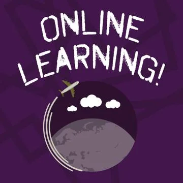 Text sign showing Online Learning. Conceptual photo refers to course program or Illustrazione stock