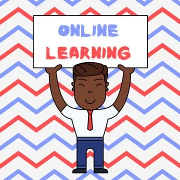 Text sign showing Online Learning. Conceptual photo Larning with the assistance 스톡 일러스트