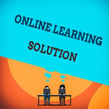 Text sign showing Online Learning Solution. Conceptual photo use of Electronic イラスト素材