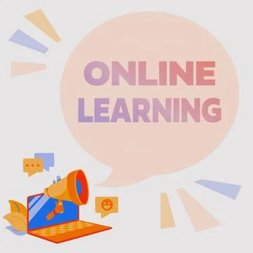 Text sign showing Online Learning. Word for Larning with the assistance of the 스톡 일러스트