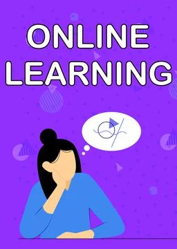 Text sign showing Online Learning. Internet Concept Larning with the assistance 스톡 일러스트