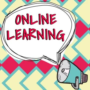 Text sign showing Online Learning. Internet Concept Larning with the assistance 스톡 일러스트