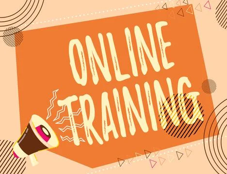 Text sign showing Online Training. Word Written on Take the education program Stockillustratie