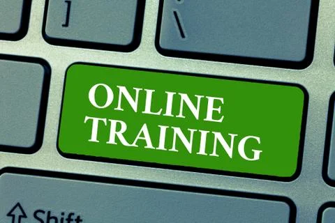 Text sign showing Online Training. Conceptual photo Take the education program Fotos de archivo