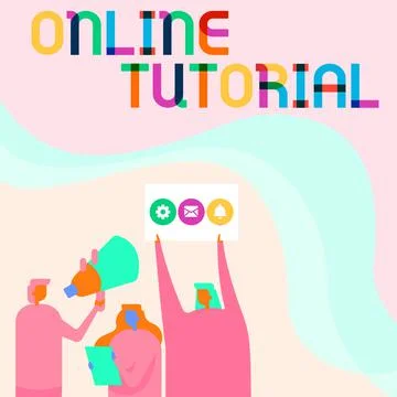 Text sign showing Online Tutorial. Conceptual photo An individual is being Stock Illustration
