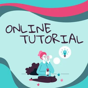 Text sign showing Online Tutorial. Business overview process of tutoring in an Stock Illustration