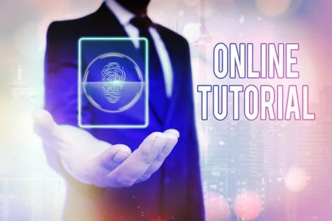 Text sign showing Online Tutorial. Conceptual photo An individual is being Foto stock