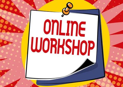 Text sign showing Online Workshop. Internet Concept intensive discussion and Stock Illustration