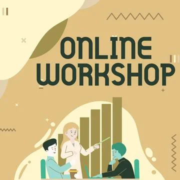 Text sign showing Online Workshop. Business idea shows of goods and commodities Stock Illustration