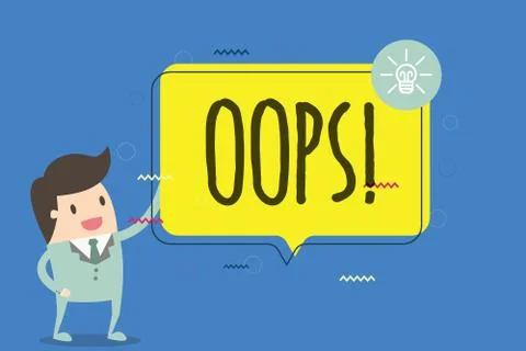 Text sign showing Oops. Conceptual photo used to show recognition of mistake or Stockillustratie