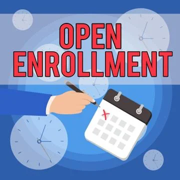 Text sign showing Open Enrollment. Conceptual photo The yearly period when Stock-Illustration