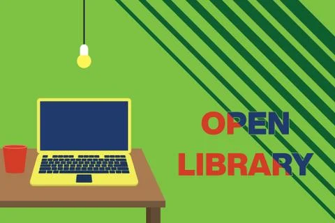 Text sign showing Open Library. Conceptual photo online access to analysisy Stock Illustration