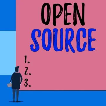 Text sign showing Open Source. Conceptual photo denoting software which original Stock Illustration