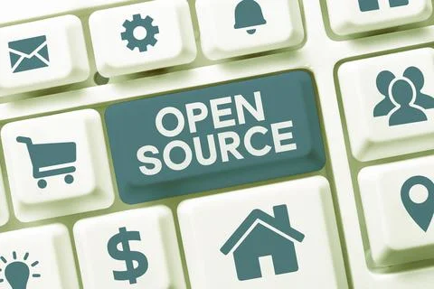 Text sign showing Open Source. Business overview denoting software which orig Stock Illustration