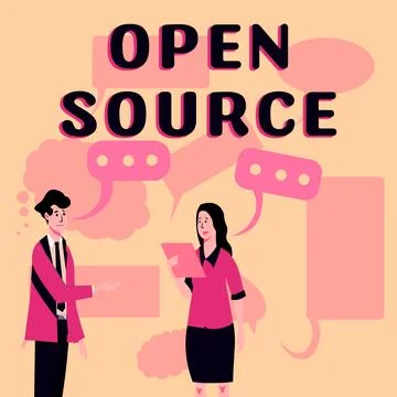 Text sign showing Open Source. Word for denoting software which original source Stock Illustration