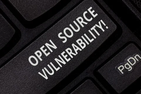 Text sign showing Open Source Vulnerability. Conceptual photo Publicized Stock Photos