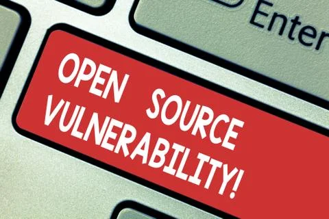 Text sign showing Open Source Vulnerability. Conceptual photo Publicized Stock Photos