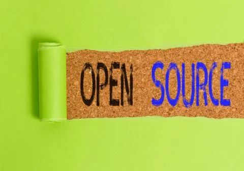Text sign showing Open Source. Conceptual photo denoting software which original 写真素材