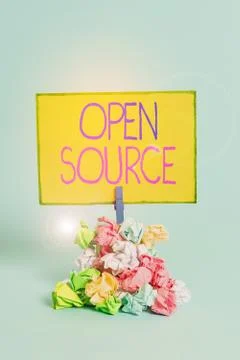 Text sign showing Open Source. Conceptual photo denoting software which original 写真素材