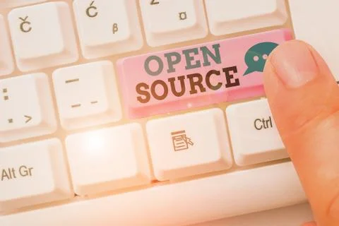Text sign showing Open Source. Conceptual photo denoting software which original Stockfoto's