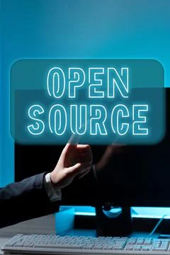 Text sign showing Open Source. Word Written on contains the source code that can Stock Photos