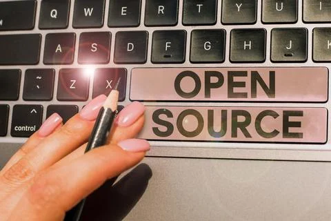 Text sign showing Open Source. Word for denoting software which original source Stockfoto's