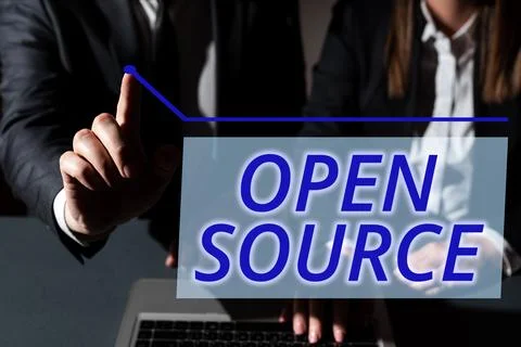 Text sign showing Open Source. Word Written on denoting software which original 스톡 사진