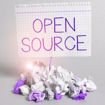 Text sign showing Open Source. Business idea denoting software which original 写真素材