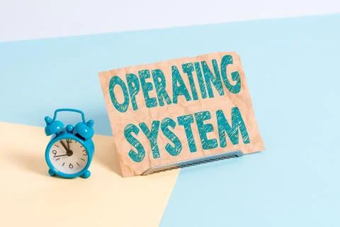 Text sign showing Operating System. Conceptual photo software that supports a Stock Photos