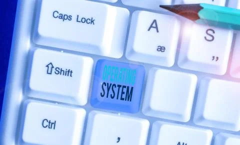 Text sign showing Operating System. Conceptual photo software that supports a Stock Photos