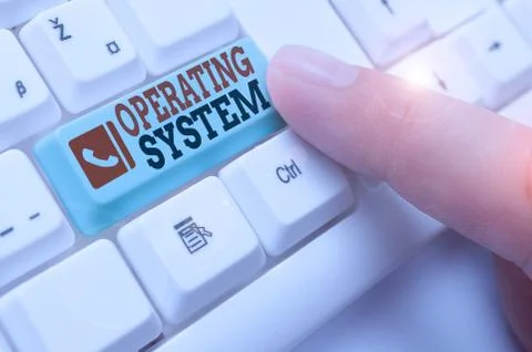 Text sign showing Operating System. Conceptual photo software that supports a Stock Photos