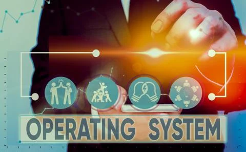 Text sign showing Operating System. Conceptual photo software that supports a Stock Photos